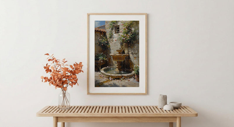 Damascus Courtyard Poster, Jasmine Decor - Historic Fountain