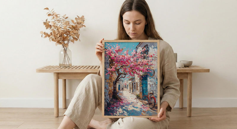 Jerusalem Spring Poster, Almond Blossom Wall Decor - Historic Alley Art