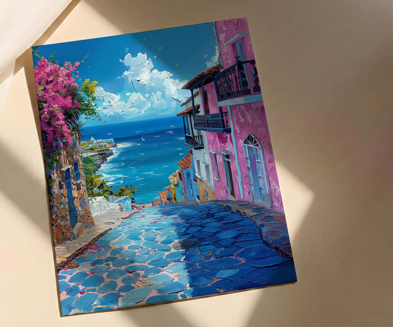 San Juan Art Print, Puerto Rico Wall Decor - Blue Door Poster