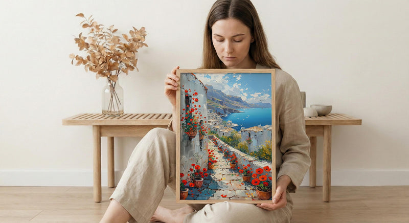 Mardin Stone Alley Art Print, Red Poppy - Mesopotamia Decor