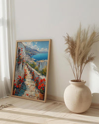 Mardin Stone Alley Art Print, Red Poppy - Mesopotamia Decor