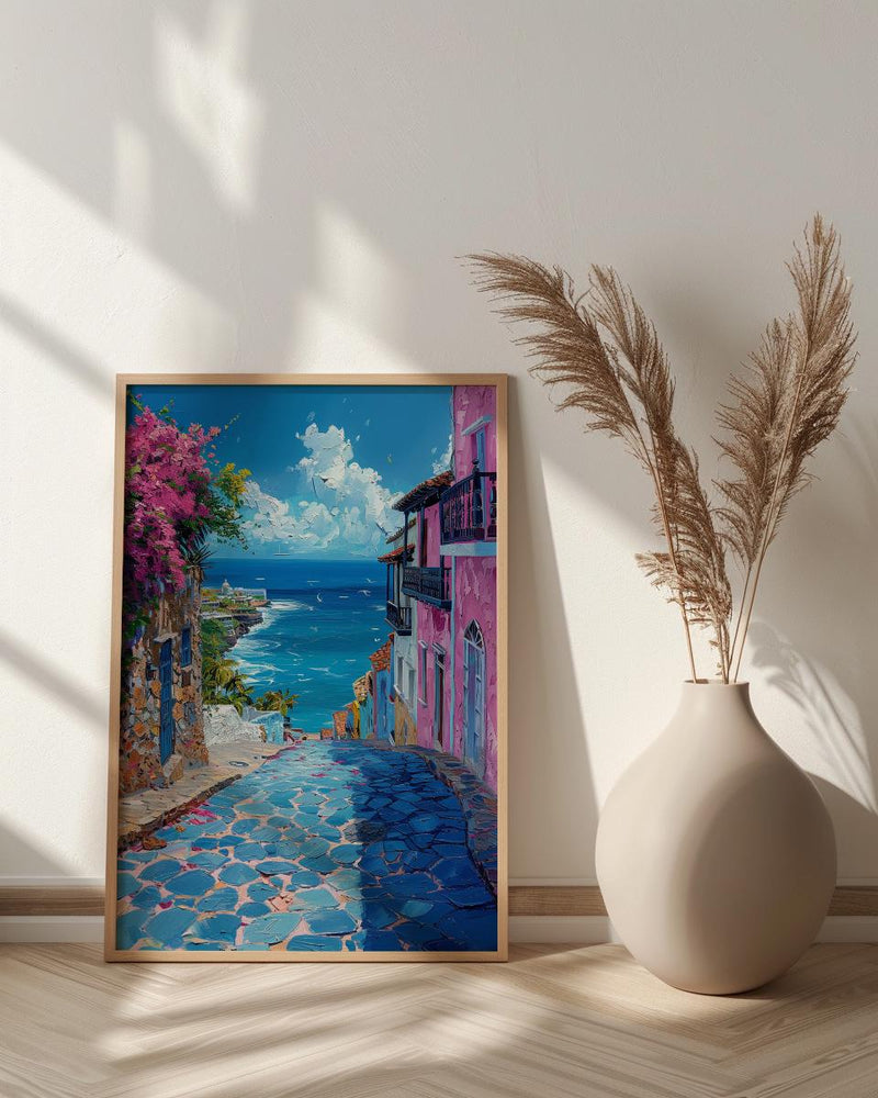 San Juan Art Print, Puerto Rico Wall Decor - Blue Door Poster