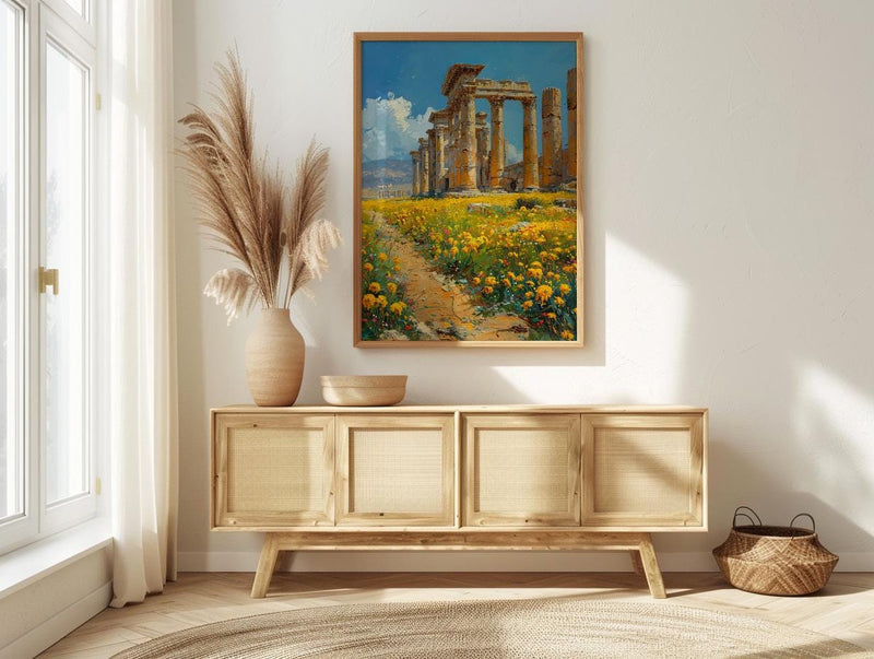 Jerash Wall Art, Ancient Ruins Wall Decor - Yellow Mustard Print