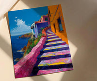 Valparaiso Wall Art, Chile Street Decor - Colorful Stairs