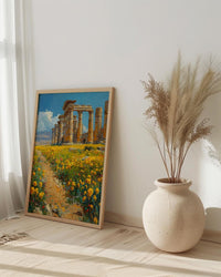 Jerash Wall Art, Ancient Ruins Wall Decor - Yellow Mustard Print