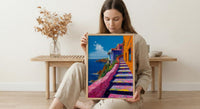 Valparaiso Wall Art, Chile Street Decor - Colorful Stairs