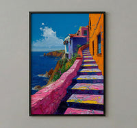 Valparaiso Wall Art, Chile Street Decor - Colorful Stairs