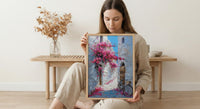 Bahrain Coastal Poster, Pink Bougainvillea - Carved Door Decor