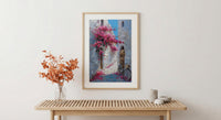 Bahrain Coastal Poster, Pink Bougainvillea - Carved Door Decor