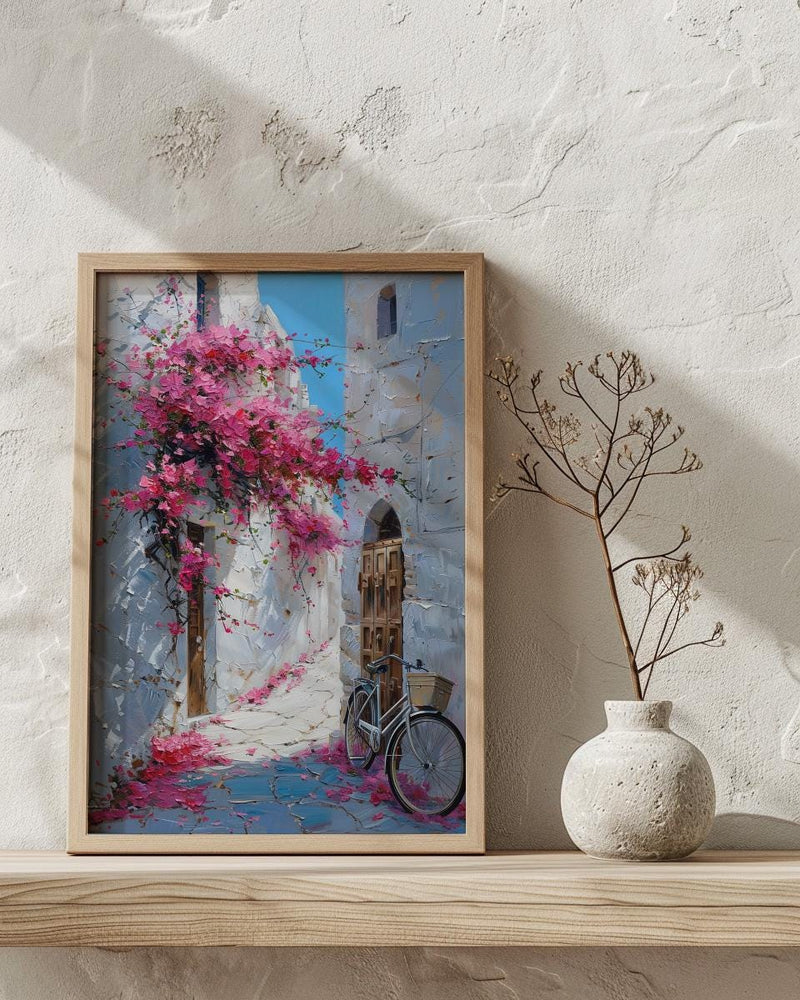 Bahrain Coastal Poster, Pink Bougainvillea - Carved Door Decor