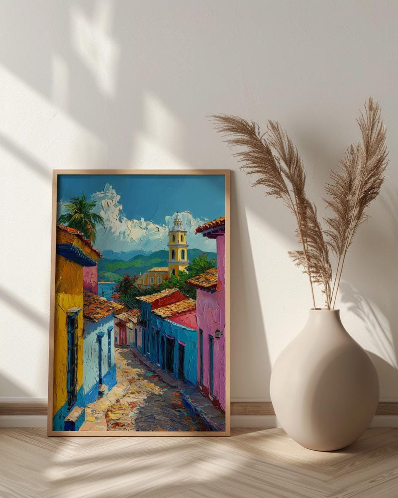 Trinidad Cuba Print, Rustic Street Wall Decor - Colonial Art