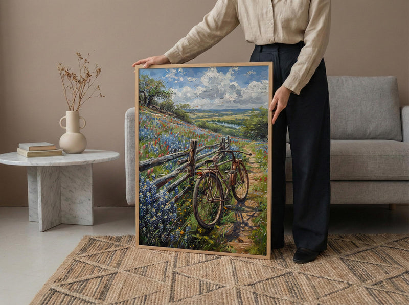 Texas Wildflower Art Print, Bluebonnet Decor - Spring Landscape