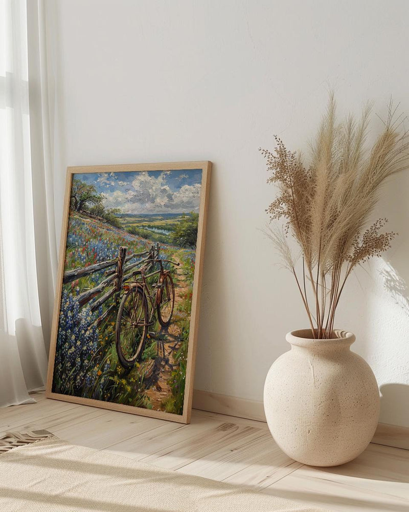 Texas Wildflower Art Print, Bluebonnet Decor - Spring Landscape
