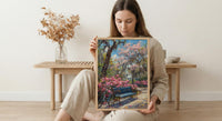 Savannah Spring Poster, Georgia Travel Decor - Azalea Flower Art