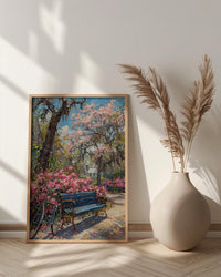 Savannah Spring Poster, Georgia Travel Decor - Azalea Flower Art