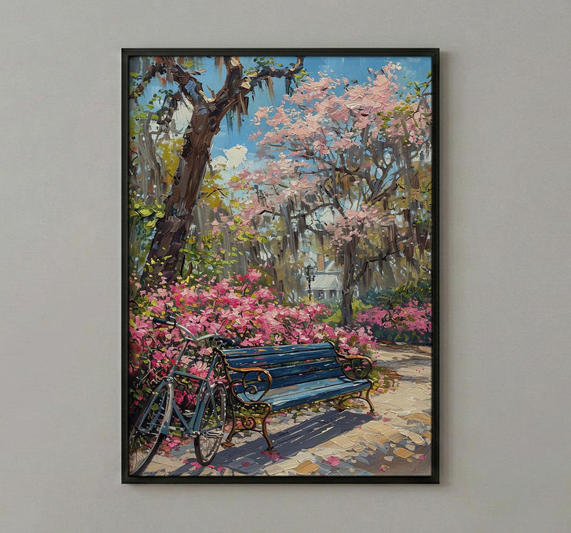 Savannah Spring Poster, Georgia Travel Decor - Azalea Flower Art