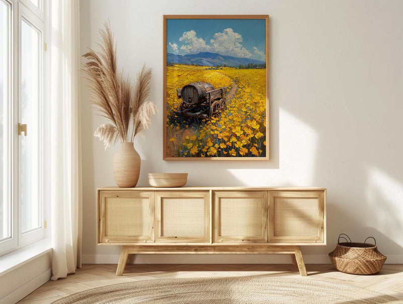 Napa Valley Art Print, Rustic Vineyard Decor - Spring Mustard Art