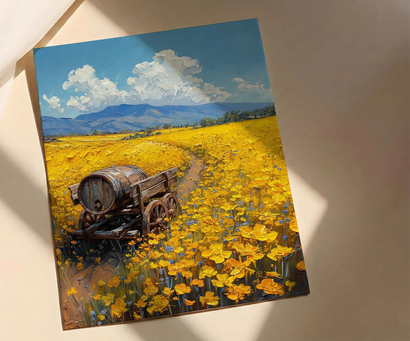 Napa Valley Art Print, Rustic Vineyard Decor - Spring Mustard Art