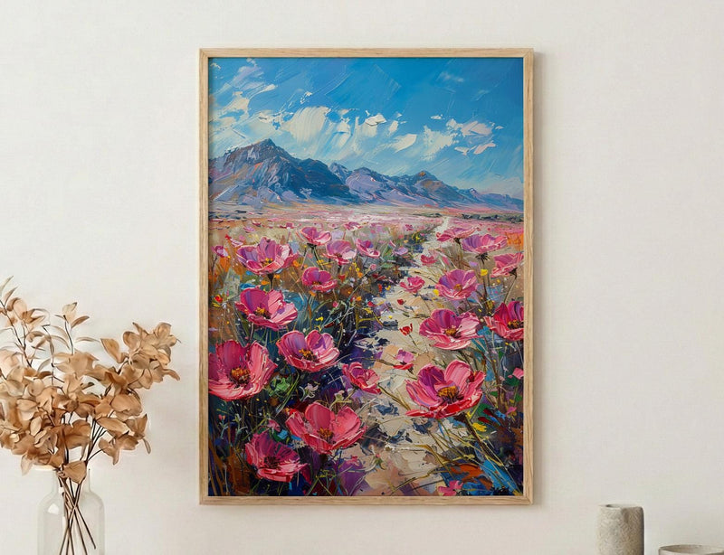 Atacama Desert Art Print, Chile Nature Wall Decor - Pink Floral Bloom