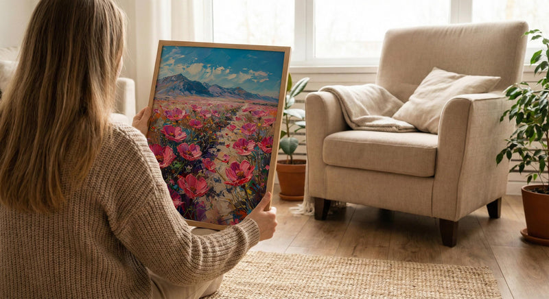 Atacama Desert Art Print, Chile Nature Wall Decor - Pink Floral Bloom