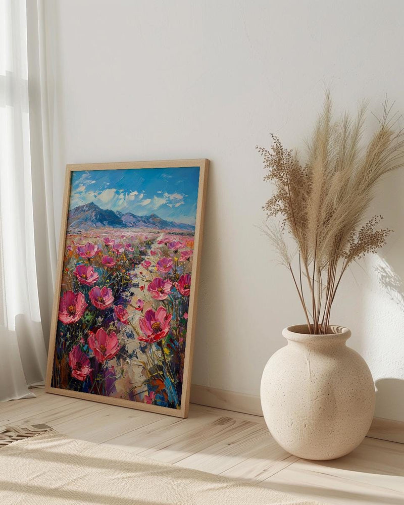 Atacama Desert Art Print, Chile Nature Wall Decor - Pink Floral Bloom