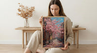 Boston Beacon Hill Art Print, Pink Magnolia Decor - Spring Poster