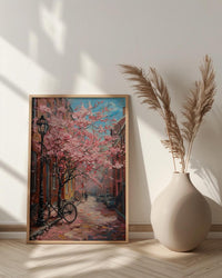Boston Beacon Hill Art Print, Pink Magnolia Decor - Spring Poster