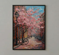 Boston Beacon Hill Art Print, Pink Magnolia Decor - Spring Poster