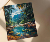 Arenal Volcano Art Print, Costa Rica Wall Decor - Tropical Hot Spring