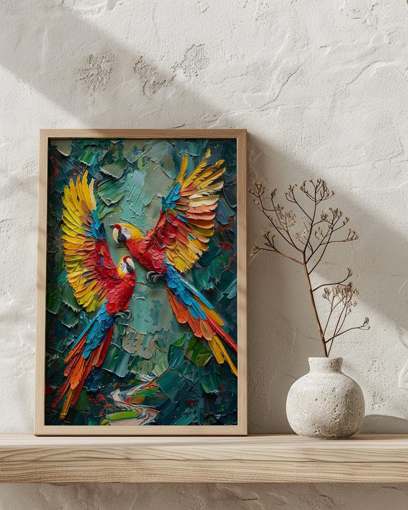Scarlet Macaw Art, Mexico Wildlife Decor - Flying Parrot Print
