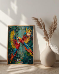 Scarlet Macaw Art, Mexico Wildlife Decor - Flying Parrot Print