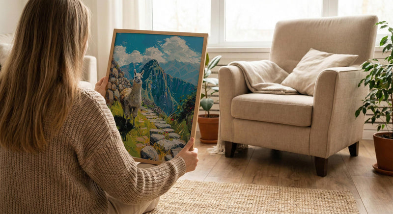 Machu Picchu Llama, Peru Mountain Decor - Cute Animal Poster