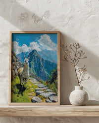 Machu Picchu Llama, Peru Mountain Decor - Cute Animal Poster
