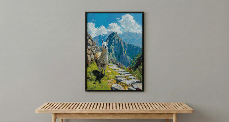 Machu Picchu Llama, Peru Mountain Decor - Cute Animal Poster
