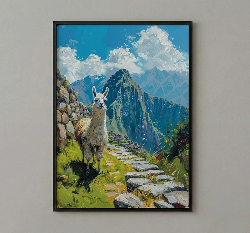 Machu Picchu Llama, Peru Mountain Decor - Cute Animal Poster