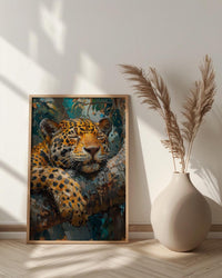 Amazon Jaguar Animal Wall Art, Exotic Jungle Decor - Golden Summer Sunbeam Nature Landscape