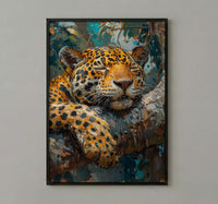Amazon Jaguar Animal Wall Art, Exotic Jungle Decor - Golden Summer Sunbeam Nature Landscape