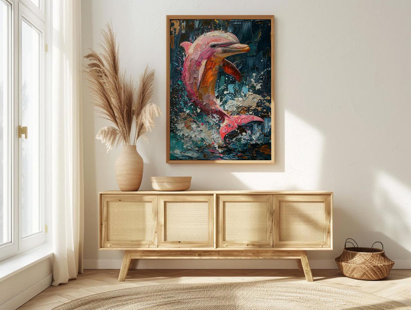 Pink River Dolphin Poster, Amazon Nature Wall Decor - Tropical Water Art