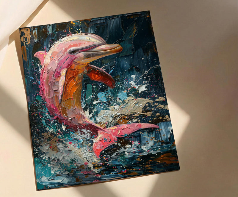 Pink River Dolphin Poster, Amazon Nature Wall Decor - Tropical Water Art
