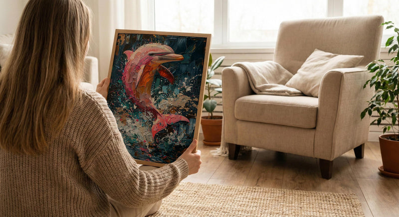 Pink River Dolphin Poster, Amazon Nature Wall Decor - Tropical Water Art