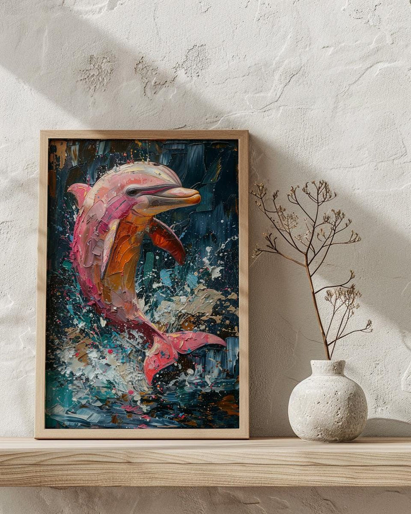 Pink River Dolphin Poster, Amazon Nature Wall Decor - Tropical Water Art