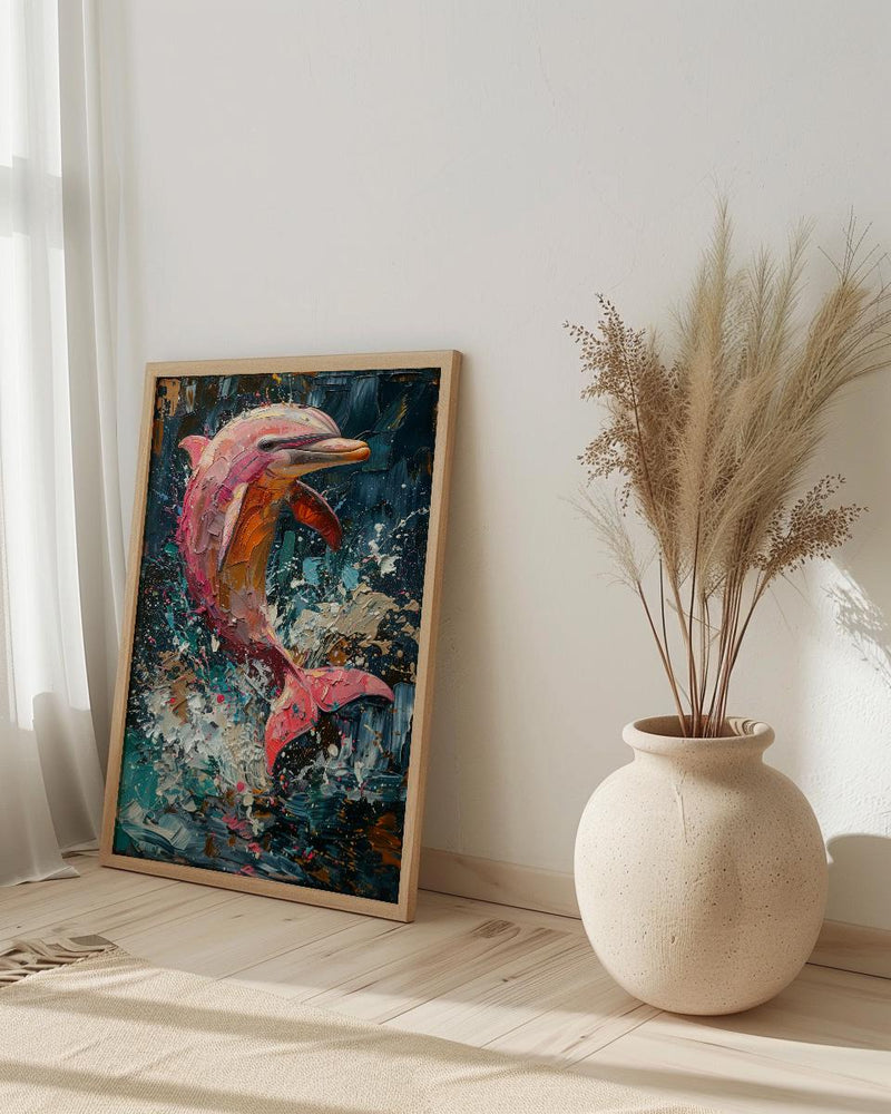 Pink River Dolphin Poster, Amazon Nature Wall Decor - Tropical Water Art