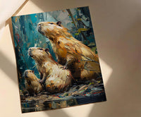 Capybara Art Print, Venezuela Nature Decor - Cute Animal Family