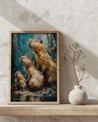 Capybara Art Print, Venezuela Nature Decor - Cute Animal Family