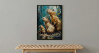 Capybara Art Print, Venezuela Nature Decor - Cute Animal Family