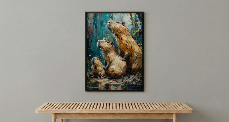 Capybara Art Print, Venezuela Nature Decor - Cute Animal Family