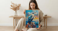 Blue Footed Booby Wall Art, Galapagos Animal Decor - Ocean Bird Print