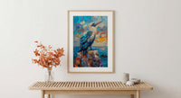 Blue Footed Booby Wall Art, Galapagos Animal Decor - Ocean Bird Print