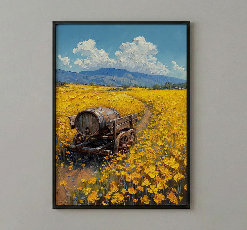 Napa Valley Art Print, Rustic Vineyard Decor - Spring Mustard Art