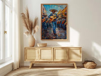 Mexico Mariachi Art Print, Sunny Plaza Decor - Traditional Band